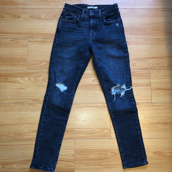 Levis 721 washed black skinny jeans - Picture 2 of 4